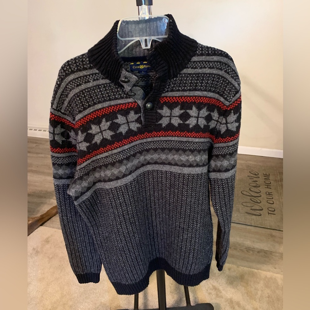 Club Room Men’s Large Quarter zip sweater- gray